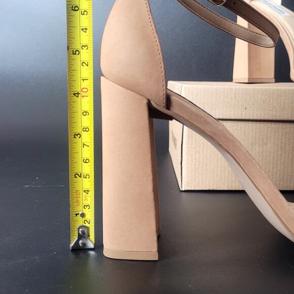 Steve Madden Tiaa Sz 11 Camel Nubuck Leather Chunky Comfy Cute Block Heels NWB - Picture 7 of 9